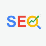 SEO (search engine optimization) minimal flat logo with magnifying glass, arrow and cursor symbol. multi color design.